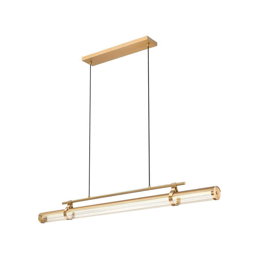 Z-Lite Benoit 1Lt 56" Linear Chandelier, Modern Gold/Clear
