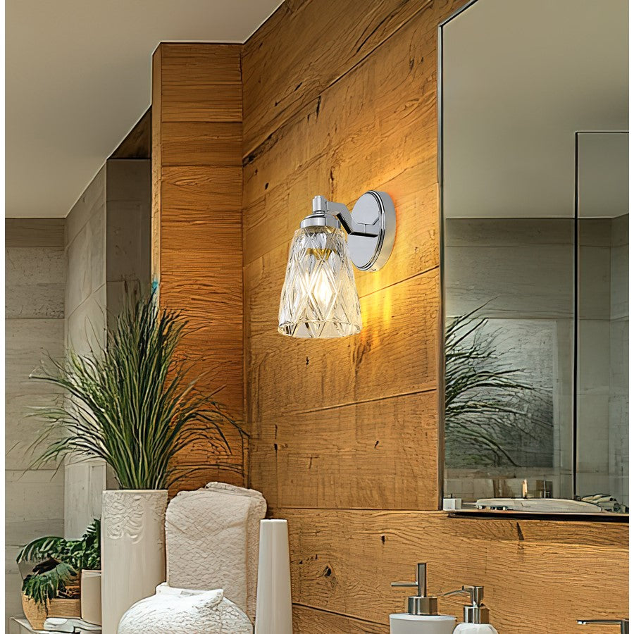 Z-Lite Andree 1 Light Wall Sconce, Chrome /Clear