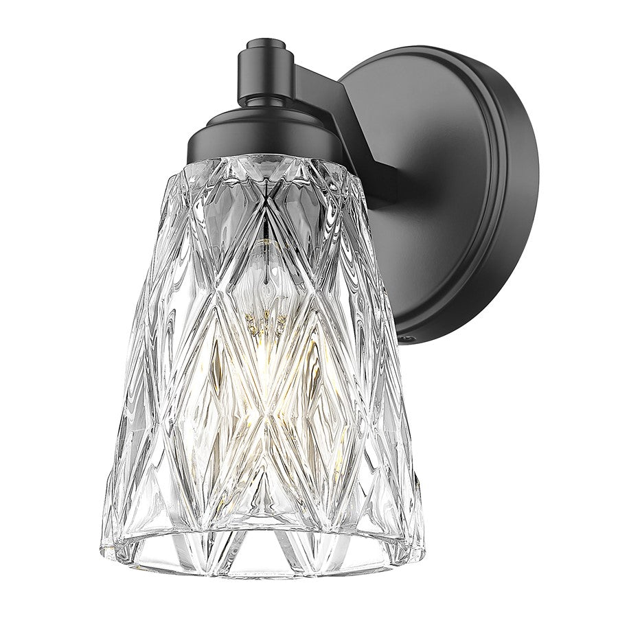 Z-Lite Andree 1 Light Wall Sconce, Matte Black/Clear