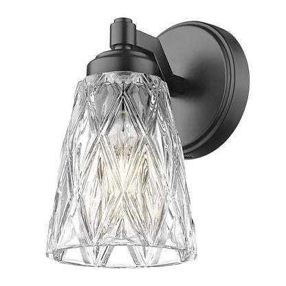 Z-Lite Andree 1 Light Wall Sconce, Matte Black/Clear