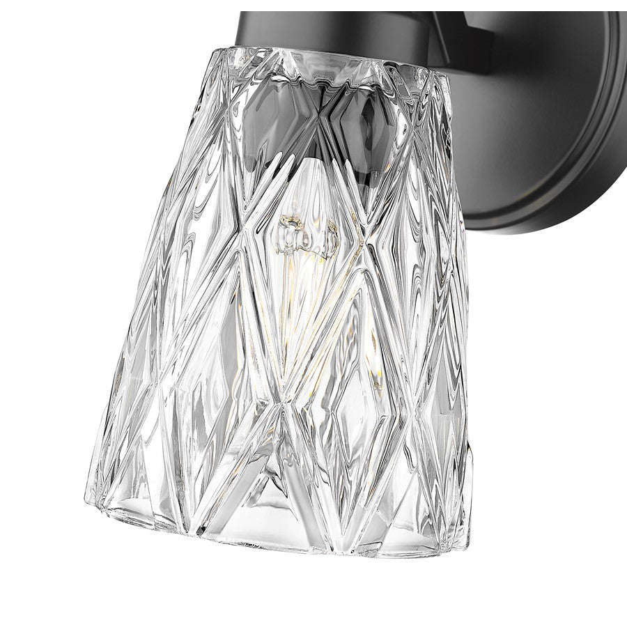 Z-Lite Andree 1 Light Wall Sconce, Matte Black/Clear