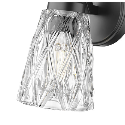 Z-Lite Andree 1 Light Wall Sconce, Matte Black/Clear