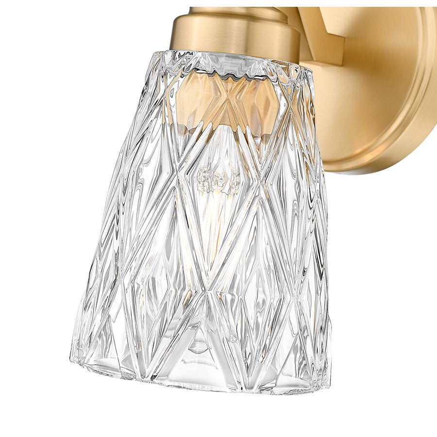 Z-Lite Andree 1 Light Wall Sconce, Modern Gold/Clear