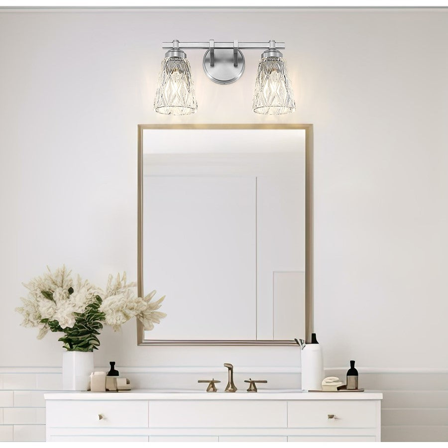 Z-Lite Andree 2 Light Vanity, Brushed Nickel/Clear