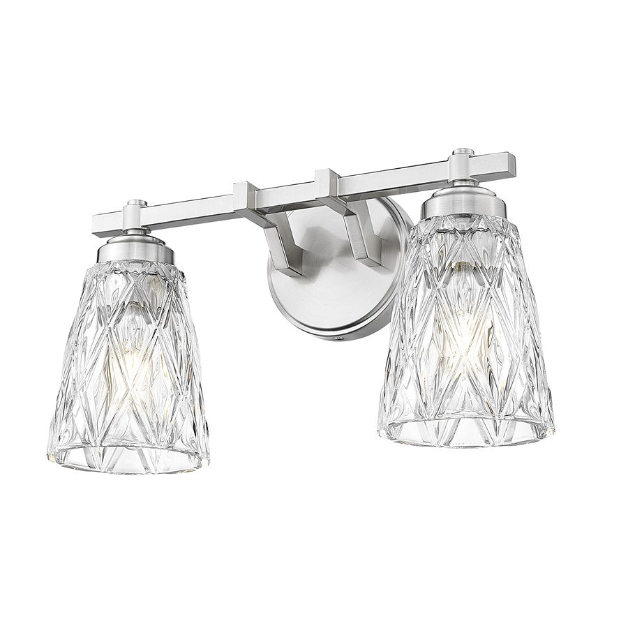 Z-Lite Andree 2 Light Vanity, Brushed Nickel/Clear