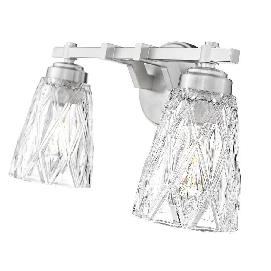 Z-Lite Andree 2 Light Vanity, Brushed Nickel/Clear