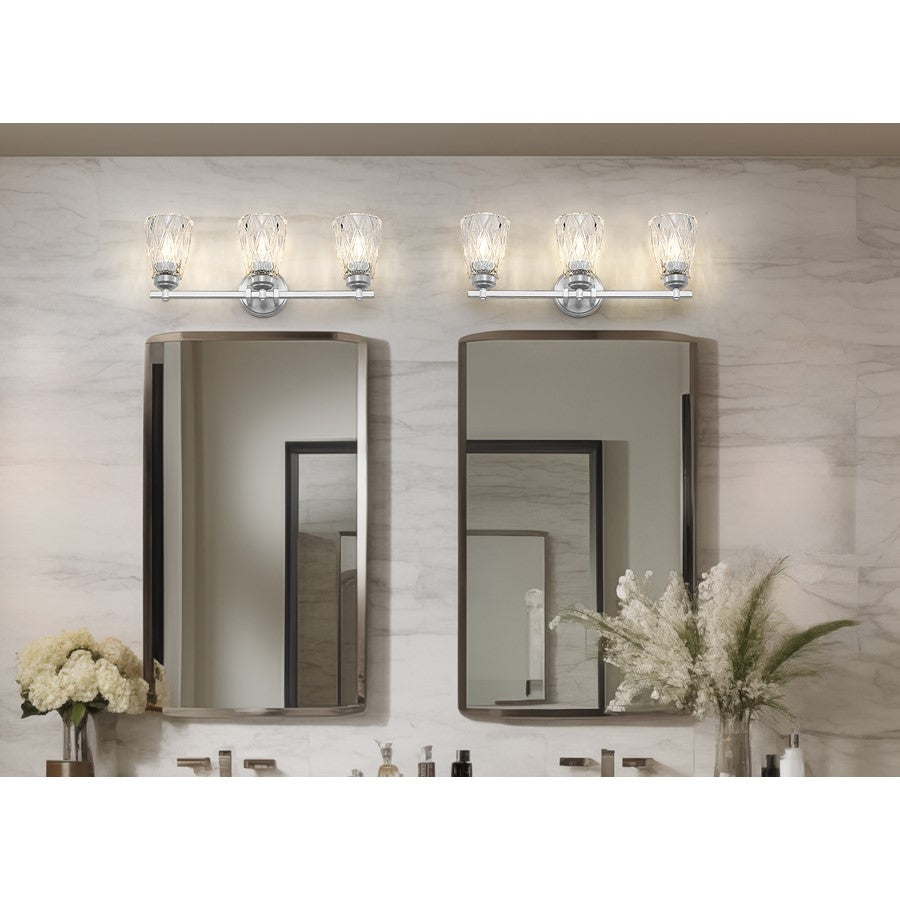 Z-Lite Andree 3 Light Vanity, Brushed Nickel/Clear