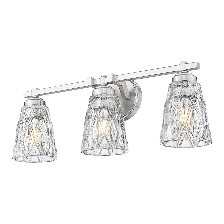 Z-Lite Andree 3 Light Vanity, Brushed Nickel/Clear