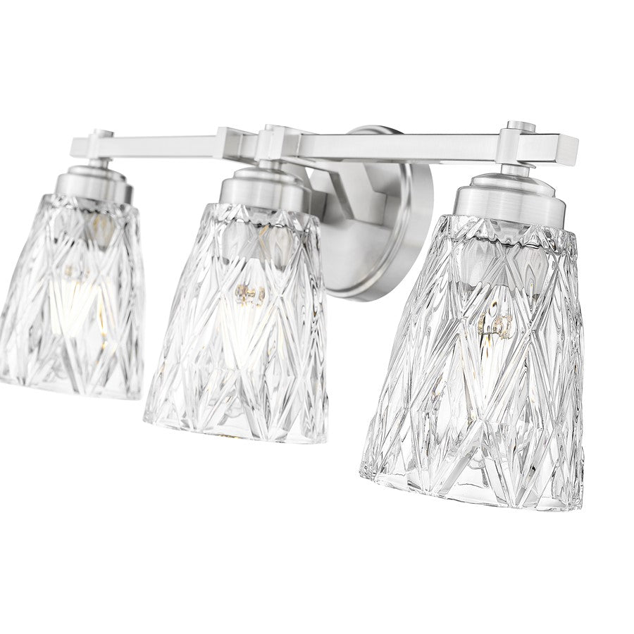 Z-Lite Andree 3 Light Vanity, Brushed Nickel/Clear