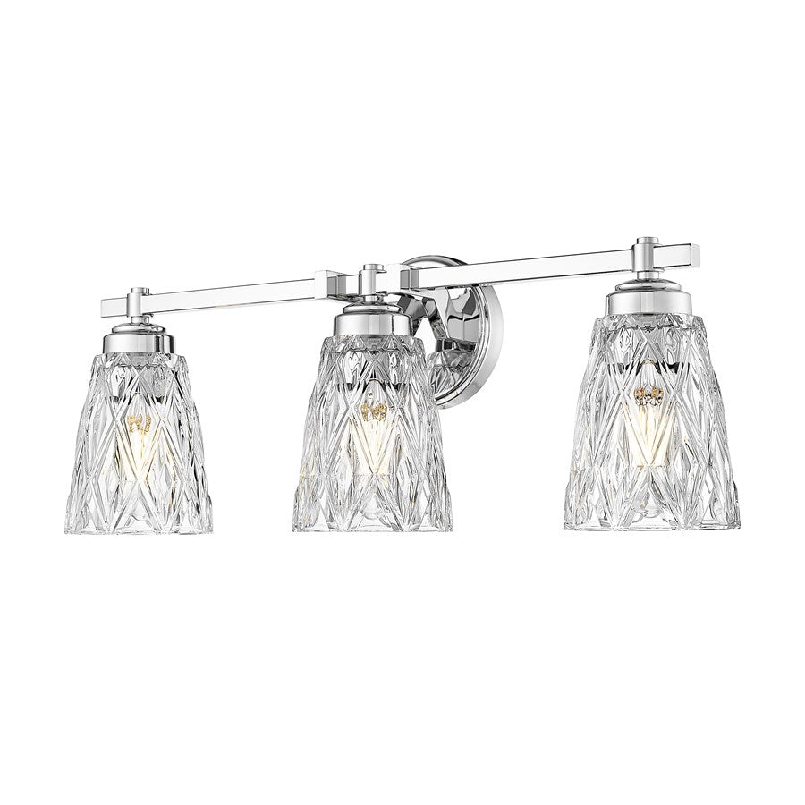 Z-Lite Andree 3 Light Vanity, Chrome /Clear - 1960-3V-CH