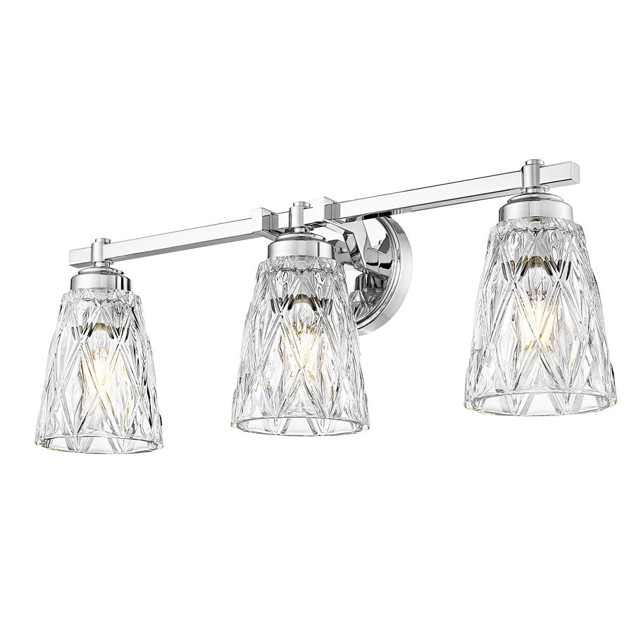 Z-Lite Andree 3 Light Vanity, Chrome /Clear