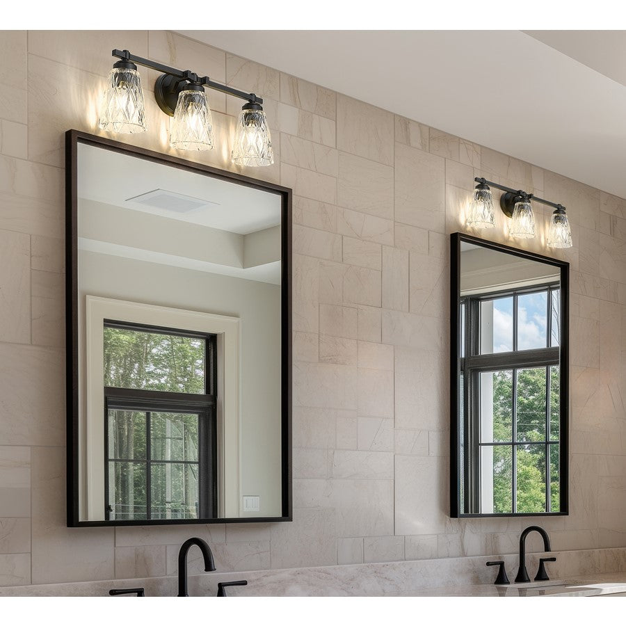 Z-Lite Andree 3 Light Vanity, Matte Black/Clear
