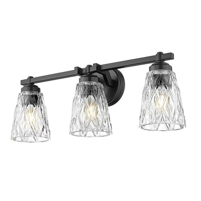 Z-Lite Andree 3 Light Vanity, Matte Black/Clear