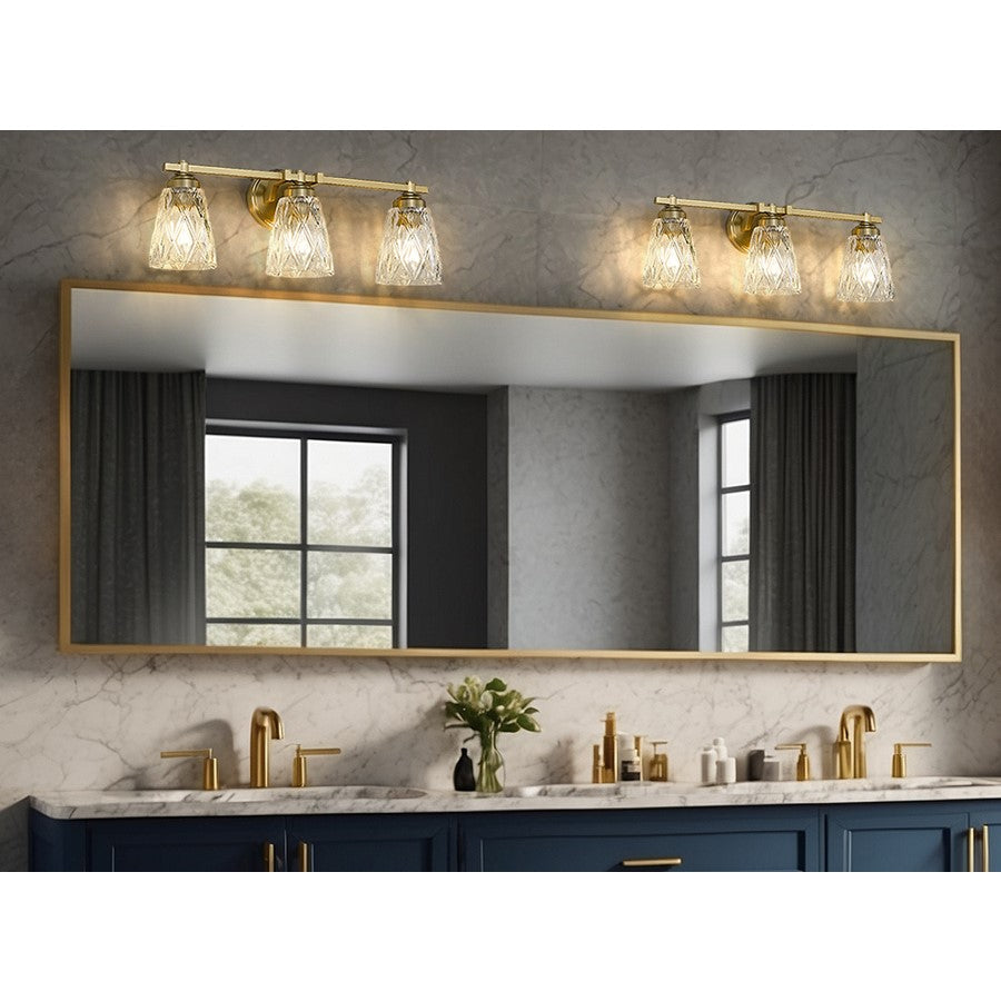 Z-Lite Andree 3 Light Vanity, Modern Gold/Clear