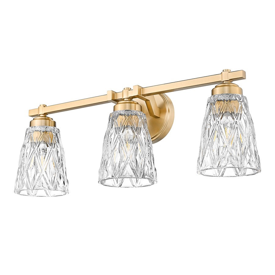 Z-Lite Andree 3 Light Vanity, Modern Gold/Clear