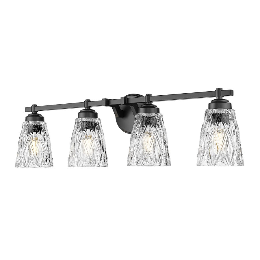 Z-Lite Andree 4 Light Vanity, Matte Black/Clear - 1960-4V-MB