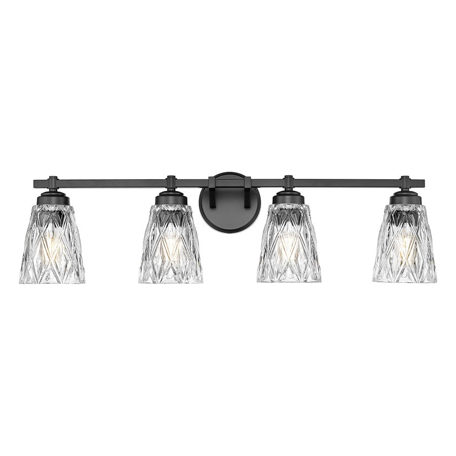 Z-Lite Andree 4 Light Vanity, Matte Black/Clear