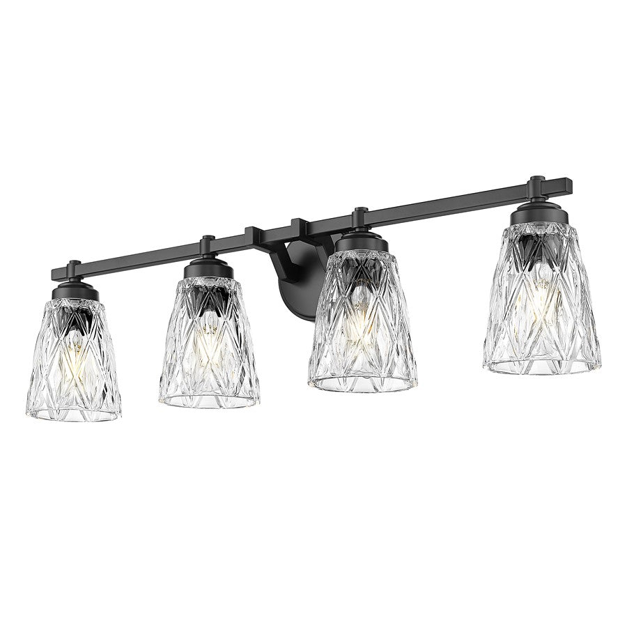 Z-Lite Andree 4 Light Vanity, Matte Black/Clear