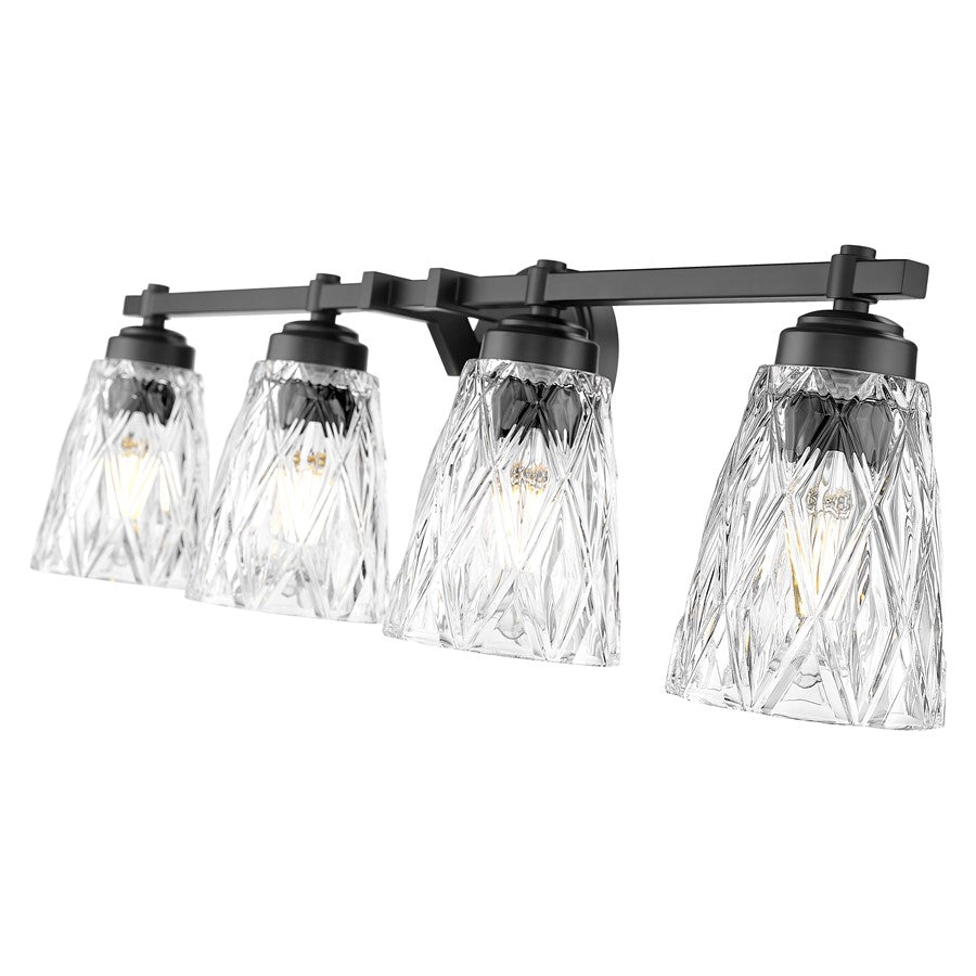 Z-Lite Andree 4 Light Vanity, Matte Black/Clear