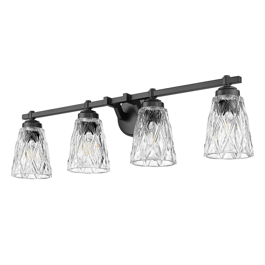 Z-Lite Andree 4 Light Vanity, Matte Black/Clear