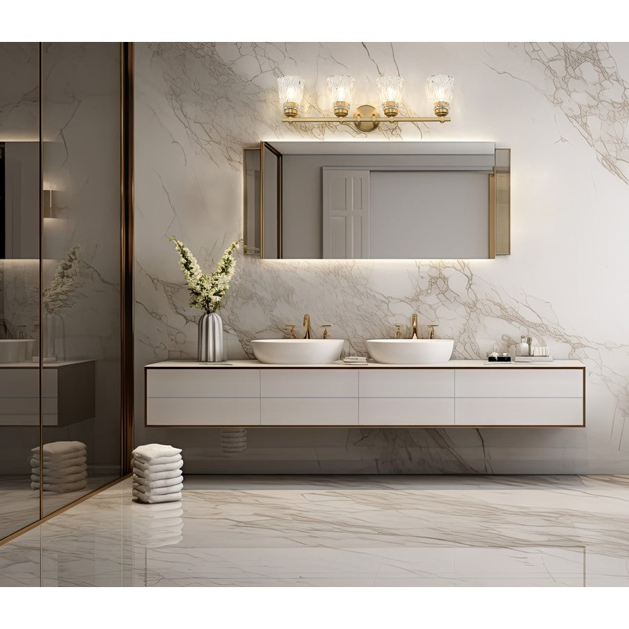 Z-Lite Andree 4 Light Vanity, Modern Gold/Clear