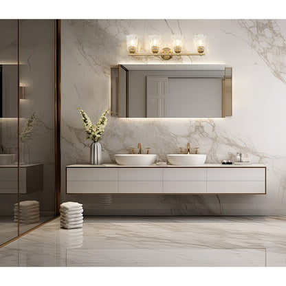 Z-Lite Andree 4 Light Vanity, Modern Gold/Clear