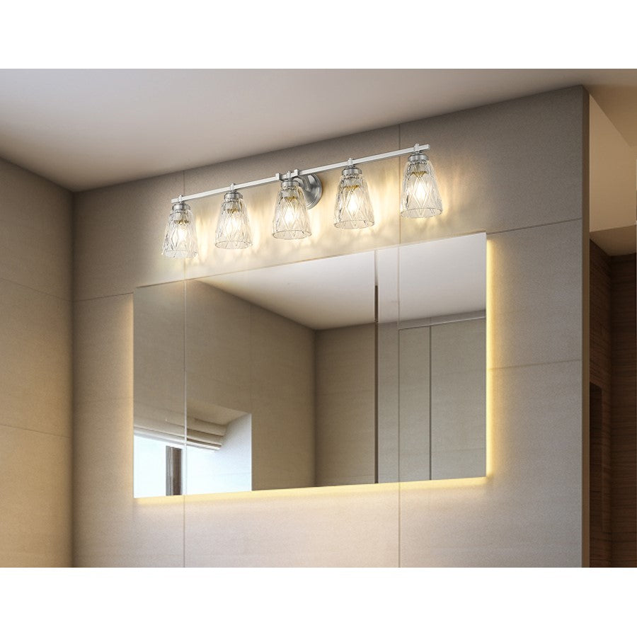 Z-Lite Andree 5 Light Vanity, Brushed Nickel/Clear