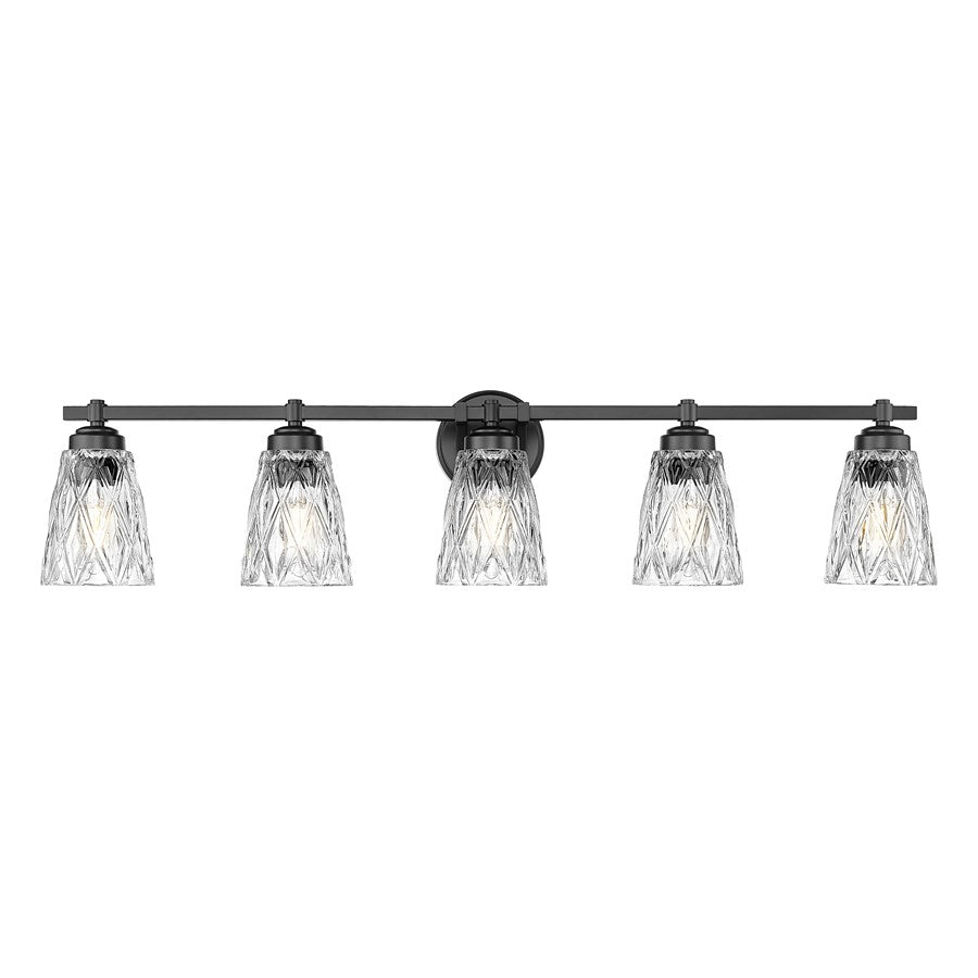 Z-Lite Andree 5 Light Vanity, Matte Black/Clear