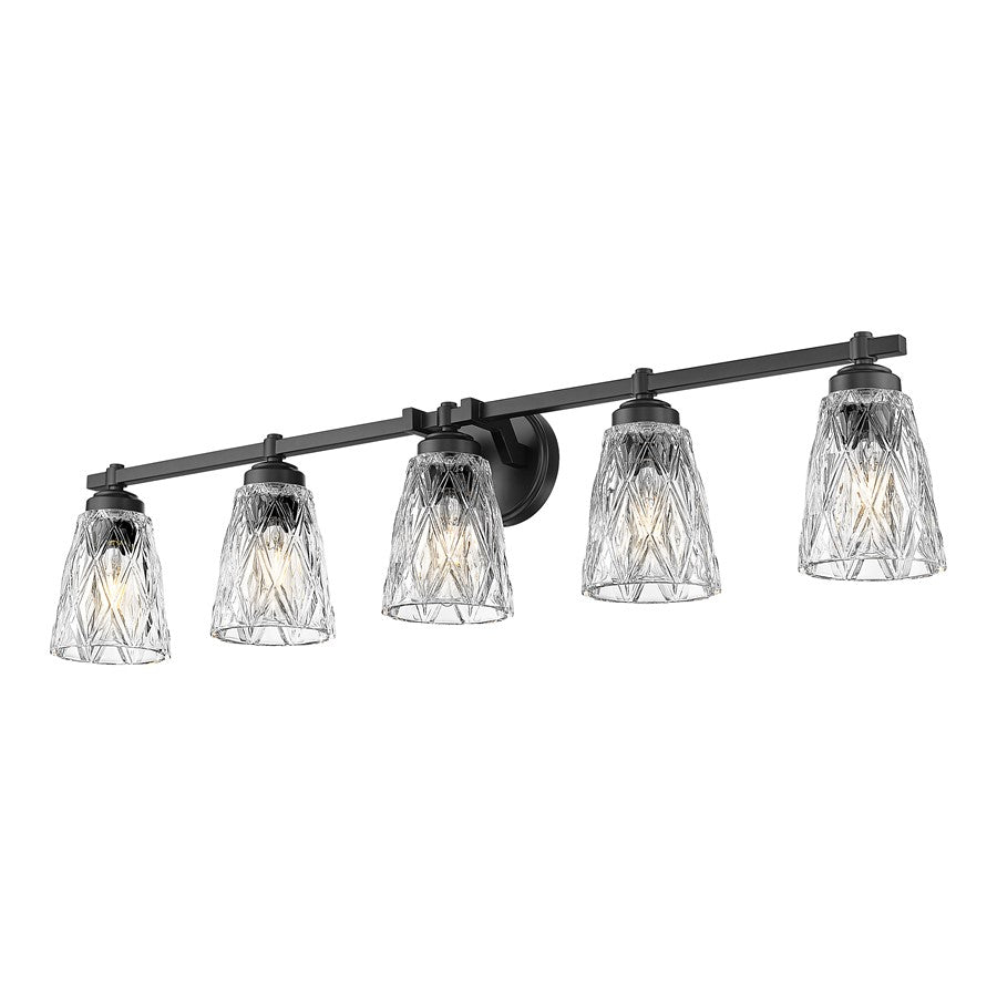 Z-Lite Andree 5 Light Vanity, Matte Black/Clear