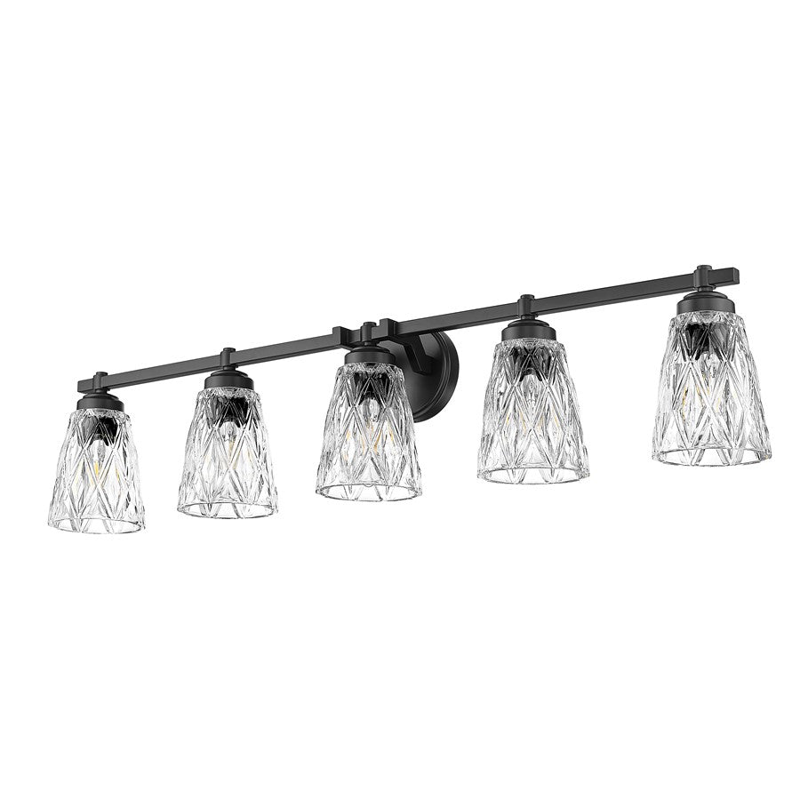 Z-Lite Andree 5 Light Vanity, Matte Black/Clear