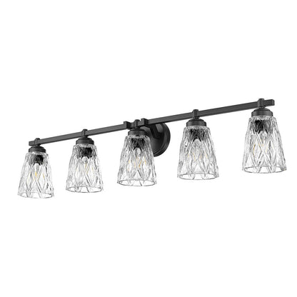 Z-Lite Andree 5 Light Vanity, Matte Black/Clear