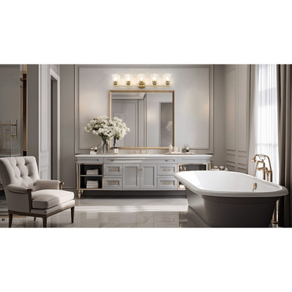 Z-Lite Andree 5 Light Vanity, Modern Gold/Clear