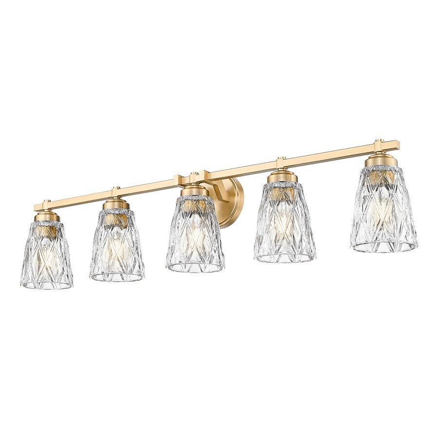 Z-Lite Andree 5 Light Vanity, Modern Gold/Clear