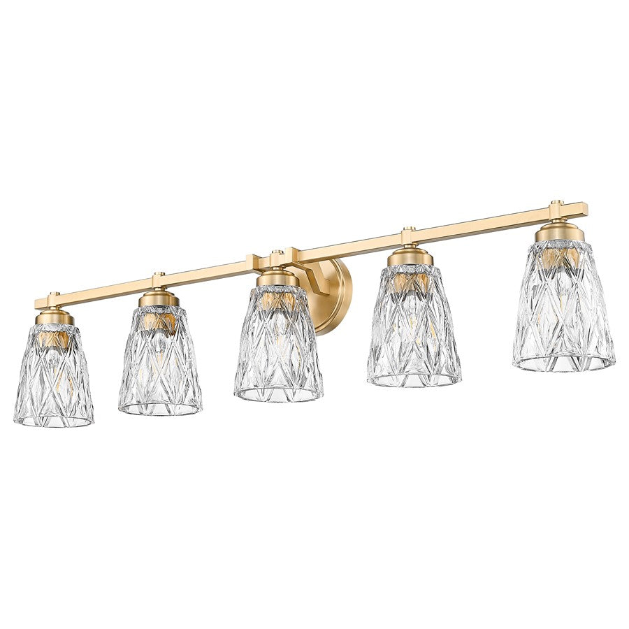 Z-Lite Andree 5 Light Vanity, Modern Gold/Clear