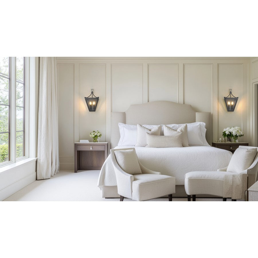 Z-Lite Montalcino 2 Light Wall Sconce, Iron Ore/Clear Seedy