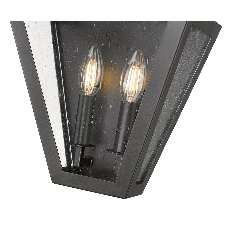 Z-Lite Montalcino 2 Light Wall Sconce, Iron Ore/Clear Seedy