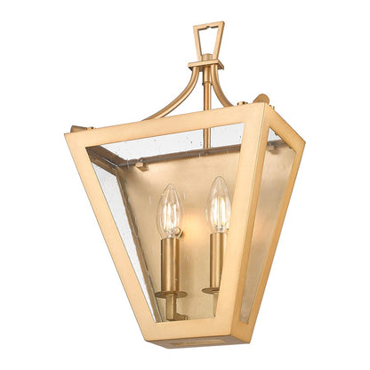 Z-Lite Montalcino 2 Light Wall Sconce, Rubbed Brass/Clear Seedy