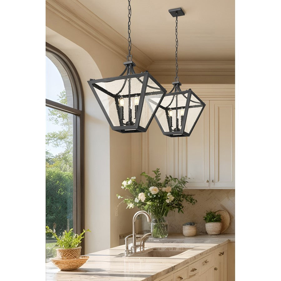 Z-Lite Montalcino 3 Light Chandelier, Iron Ore/Clear Seedy