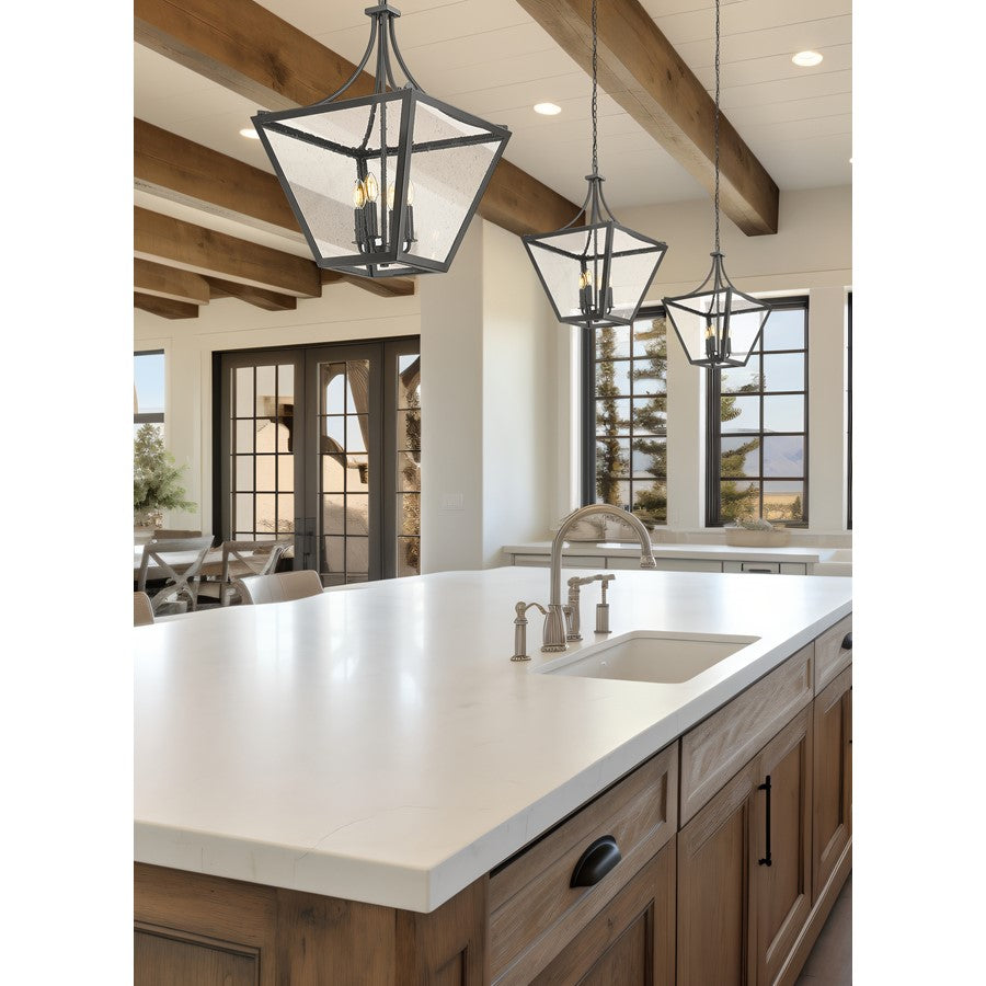 Z-Lite Montalcino 4 Light Chandelier, Iron Ore/Clear Seedy