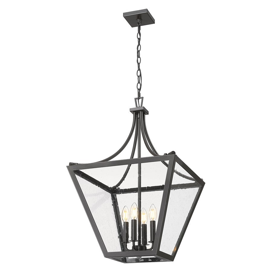 Z-Lite Montalcino 4 Light Chandelier, Iron Ore/Clear Seedy
