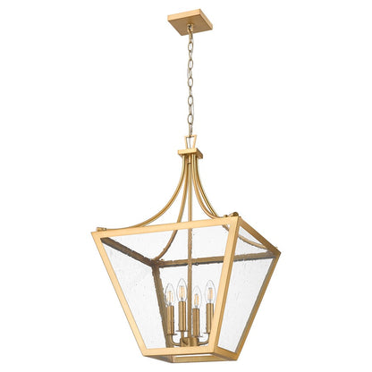 Z-Lite Montalcino 4 Light Chandelier, Rubbed Brass/Clear Seedy
