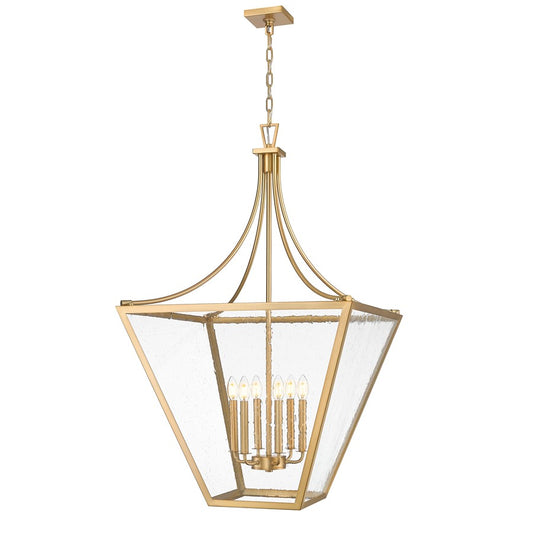 Z-Lite Montalcino 6 Light Chandelier, Rubbed Brass/Clear Seedy - 1961-6RB