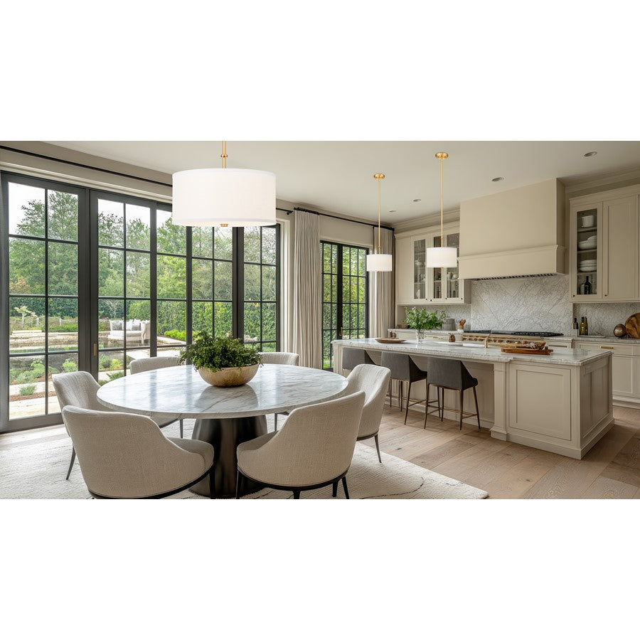 Z-Lite Linden 1 Light 18" Pendant, Modern Gold/White