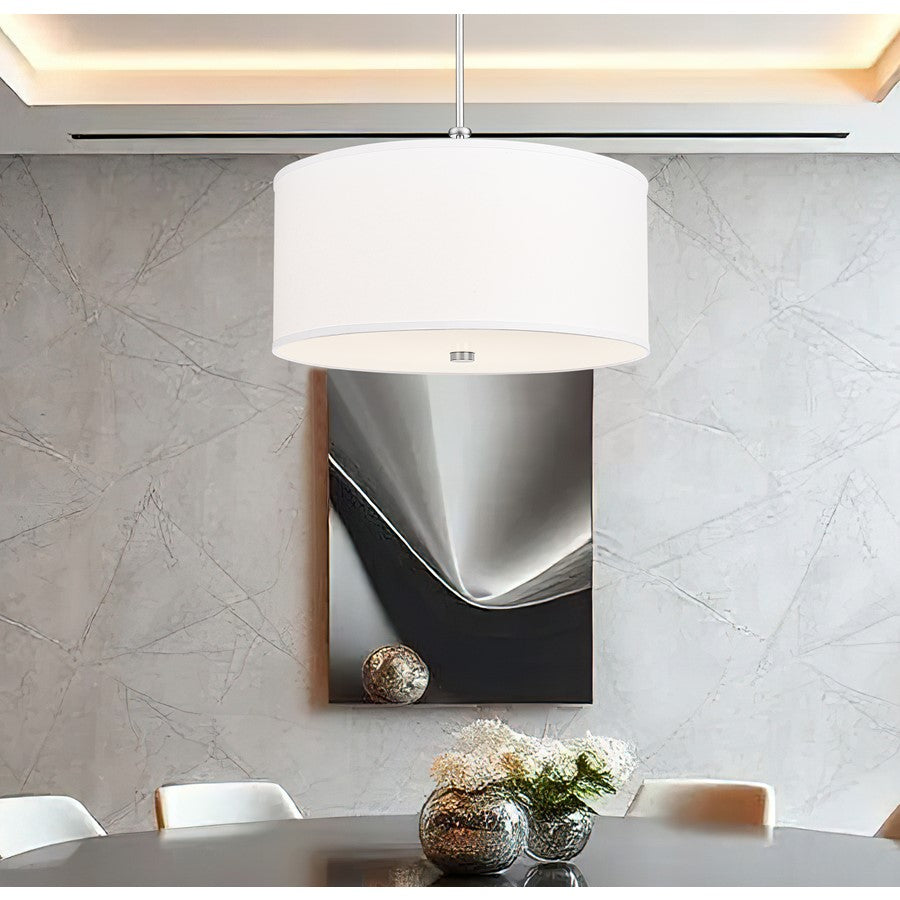 Z-Lite Linden 1 Light 24" Pendant, Brushed Nickel/White