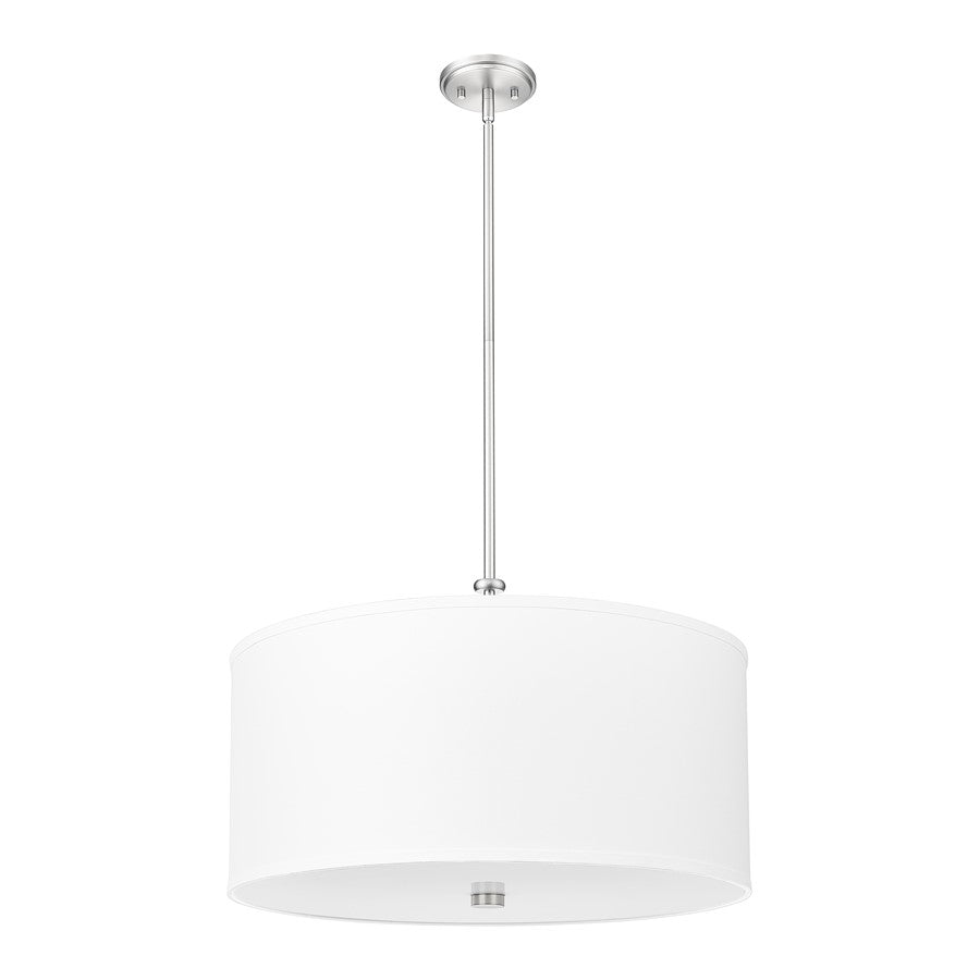 Z-Lite Linden 1 Light 24" Pendant, Brushed Nickel/White