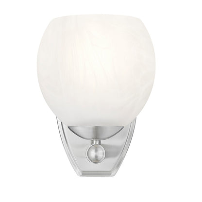 Z-Lite Colette 1 Light Wall Sconce, Brushed Nickel/Feathered White