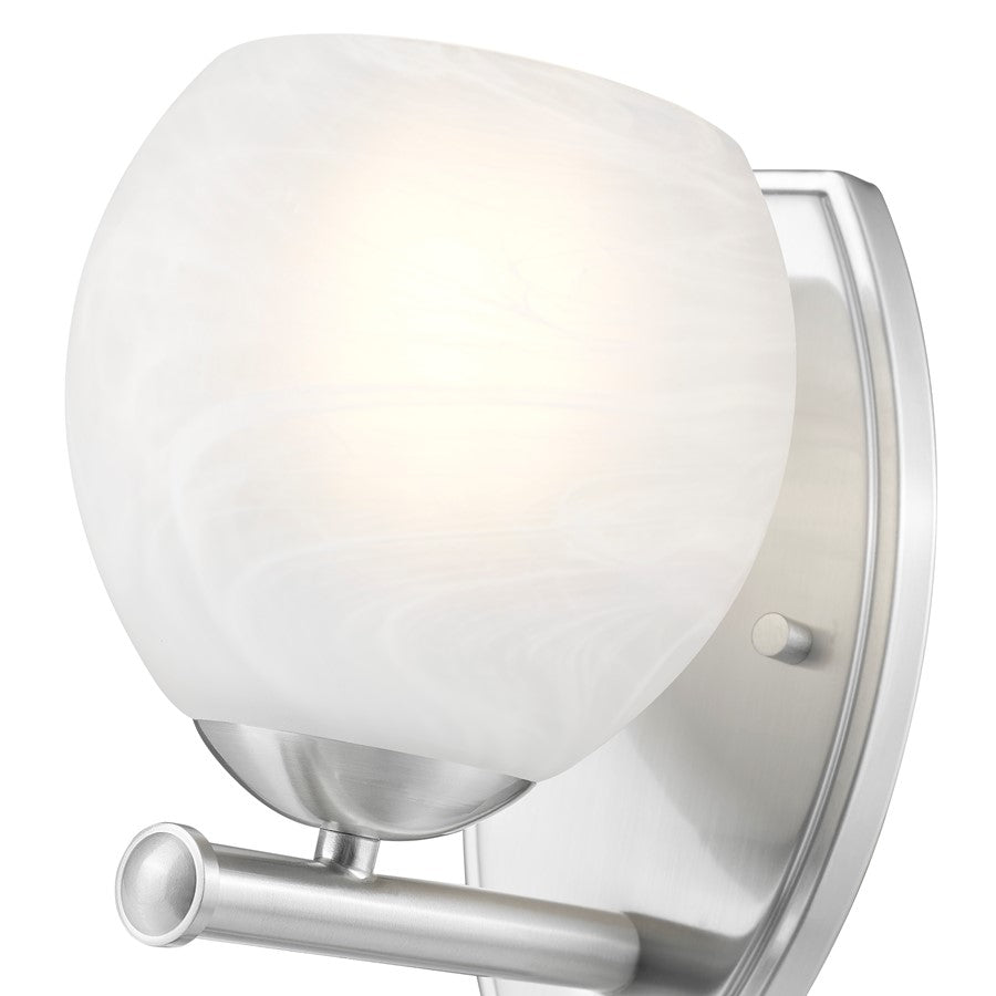 Z-Lite Colette 1 Light Wall Sconce, Brushed Nickel/Feathered White