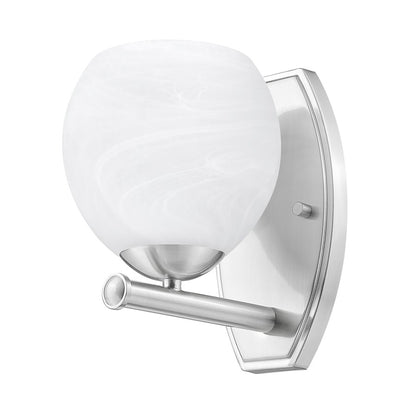 Z-Lite Colette 1 Light Wall Sconce, Brushed Nickel/Feathered White