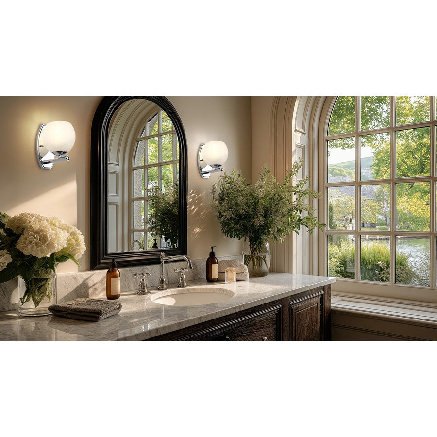 Z-Lite Colette 1 Light Wall Sconce, Chrome /Feathered White