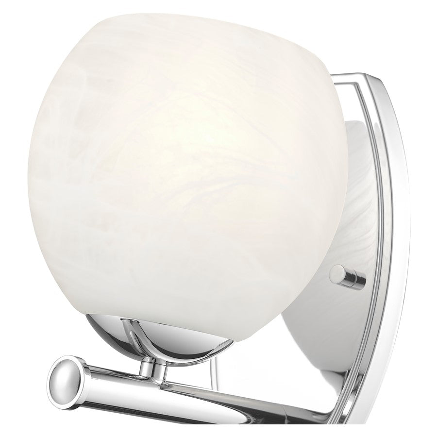 Z-Lite Colette 1 Light Wall Sconce, Chrome /Feathered White